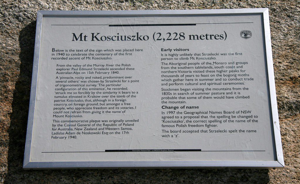 Mt Kosciuszko Information Plaque