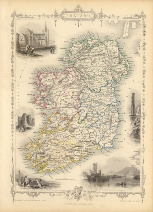 Map of Ireland, 1851 - Framed Print