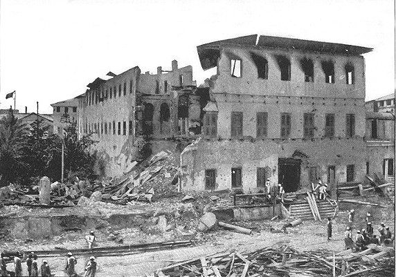 Destruction of the Sultan of Zanzibar's Palace.