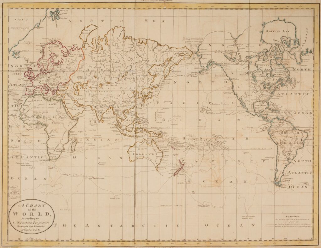 World Map showing the latest discoveries of Capt. Cook, 1785 - Framed ...