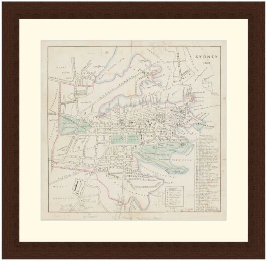 Map of Sydney, 1853 - Framed Print
