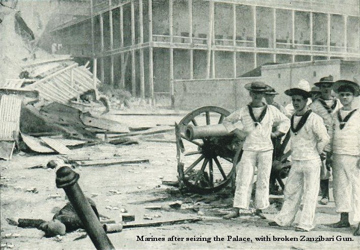 Marines after the capture of the Palace in Zanzibar.