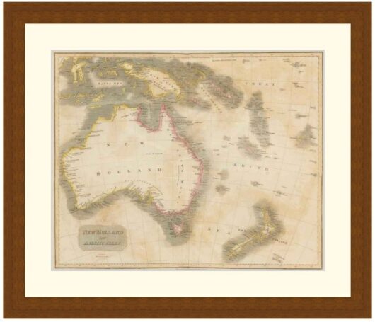 Map of New Holland and Asiatic Isles, 1814 - Framed Print