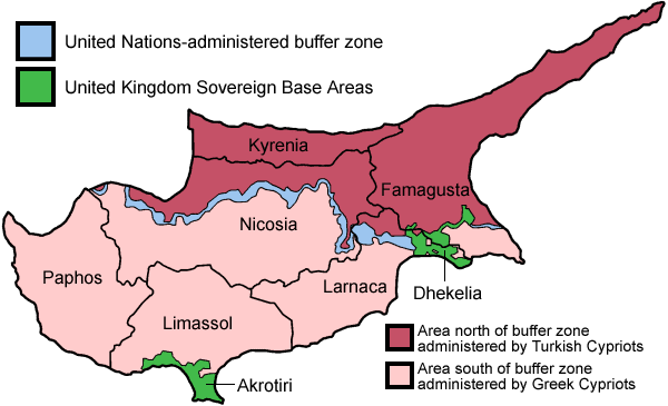 Map of the division of Cyprus.