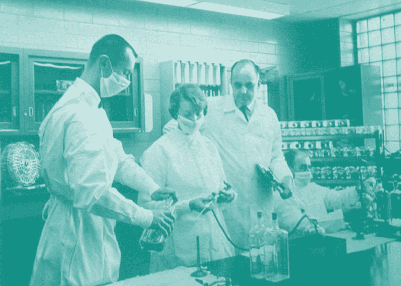 Maurice Hilleman supervising the development of a vaccine.