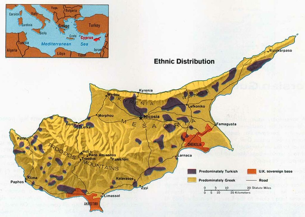 Ethnic distribution of Cyprus in 1973