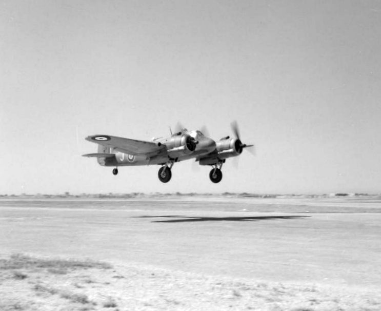 A Beaufighter landing in Malta.